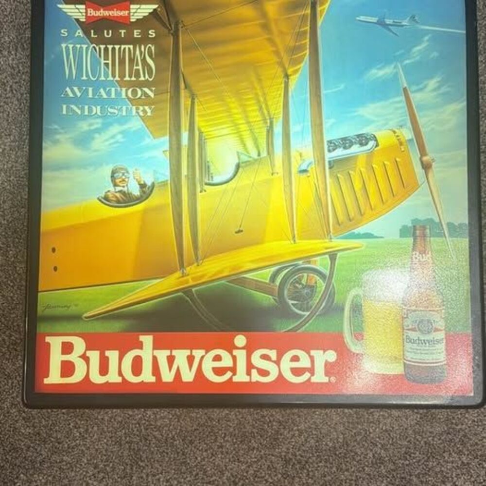 Vintage Budweiser Salutes Wichita's Aviation Industry Lighted Sign